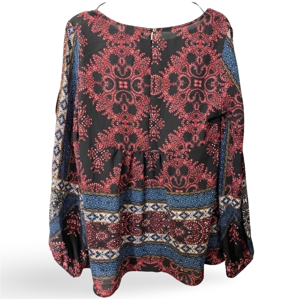 NWT ARTESIA Boho Cold Shoulder Babydoll Top Blouse Size Medium - Picture 4 of 9